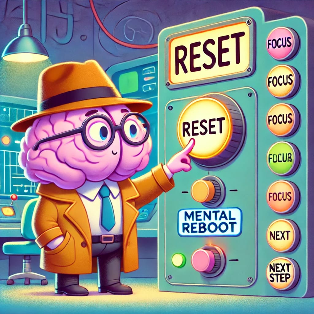 Brain Reset Button Illustration